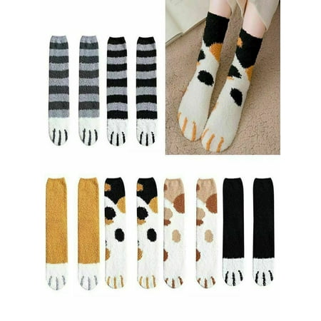 

Zoiuytrg Women Winter Fluffy Fuzzy Warm Slipper Socks Cute Cat Paw Home Sleeping Animal Socks