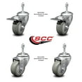 thumbnail image 2 of 3.5 Inch Gray Polyurethane Swivel 3/8 Inch Stem Caster Set 2 Total Lock Brake, 2 of 2