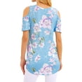 thumbnail image 6 of Hibeli Women Floral Paisley Print Summer T Shirts Cold Shoulder Tunic Top Blouse, 6 of 7