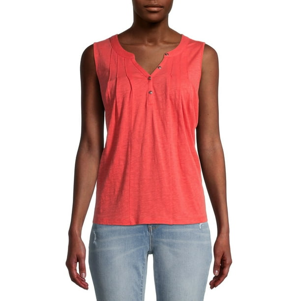 Time and Tru Women's Henley Tank Top