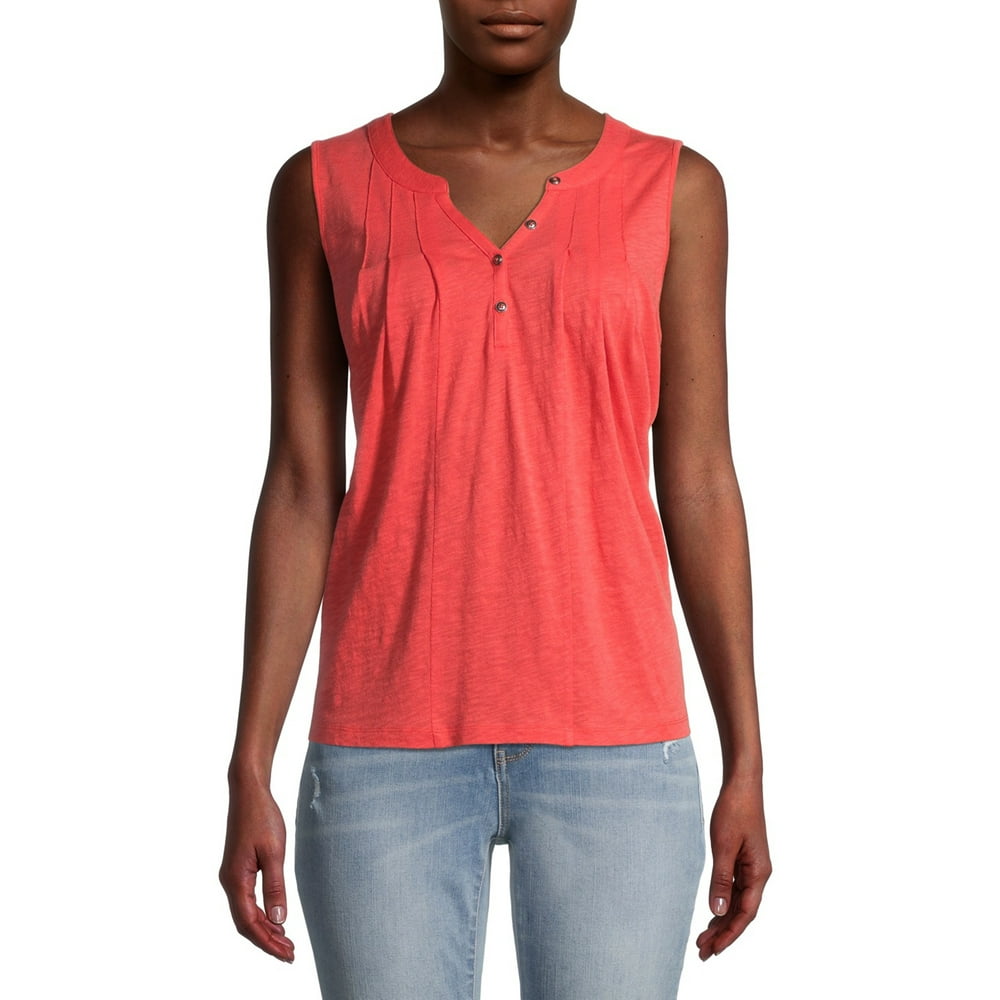 Time and Tru Time and True Women's Henley Tank Top