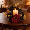 thumbnail image 3 of Halloween Candle Rings Wreaths,Fall Artificial Maple Leaf Wreath Pillar Candle Holder Wreaths Garland,Mini Maple Leaves Wreath,Thanksgiving Decorative Tealight Holder,Autumn Fall Decor,Z_B, 3 of 4