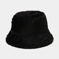 thumbnail image 5 of CoCopeaunts Bucket Hats for Women Black Lattice Autumn Winter Pearl Belt Bucket Cap Fluffy Soft Warm Casual Fisherman Hat, 5 of 8