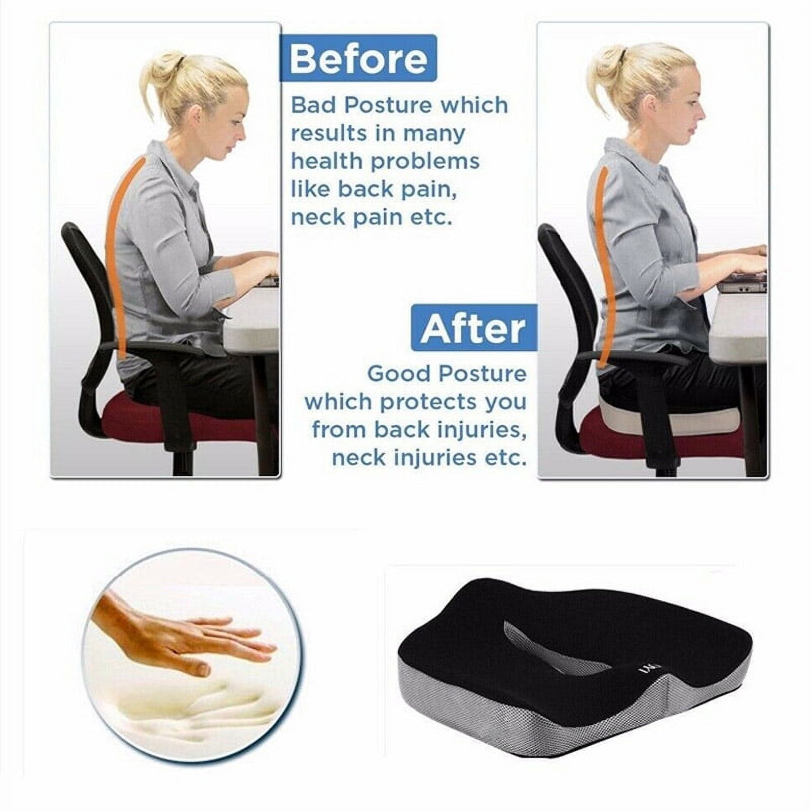 Premium Memory Foam Seat Cushion, for Sciatica Tailbone Back Pain Reli –  AHPOON