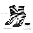 thumbnail image 5 of Women's Men's Black And White Stripe Lightweight Ventilation Quarter Ankle Socks, 5 of 7