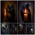 thumbnail image 2 of Pintura en lienzo de murciélago, Gato Negro, bruja, búho antiguo, Cuervo, arte de pared, Animal bruñido oscuro, póster de arte gótico Vintage e impresión, decoración del hogar, 2 of 4