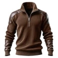 thumbnail image 5 of Uikmnh Men's Sweatshirts, Retro Casual Stand Collar Zip Up Heavyweight Knit Jacquard Pullover Sweater for Autumn Winter Wear,XL, 5 of 7