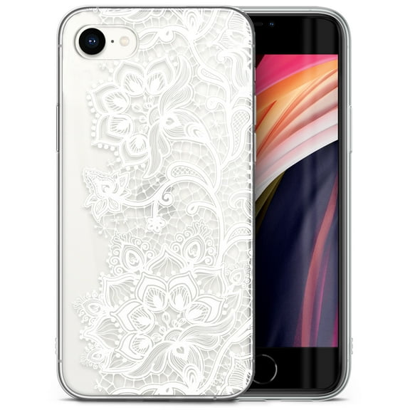 Case Yard iPhone-SE Case Clear Soft & Flexible TPU Ultra Low Profile Slim Fit Thin Shockproof Transparent Bumper Protective Cover Drop Protective Cell Phone Cases (Lace Dolly)