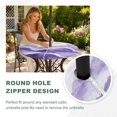 thumbnail image 6 of Purple Waves Coastal Round Outdoor Tablecloth with Umbrella Hole Zipper, PurpleOmbre Summer Beach Oceans Elastic Fitted Table Cover, Waterproof Table Cloth for Patio Picnic Party Fits 31"-35", 6 of 9