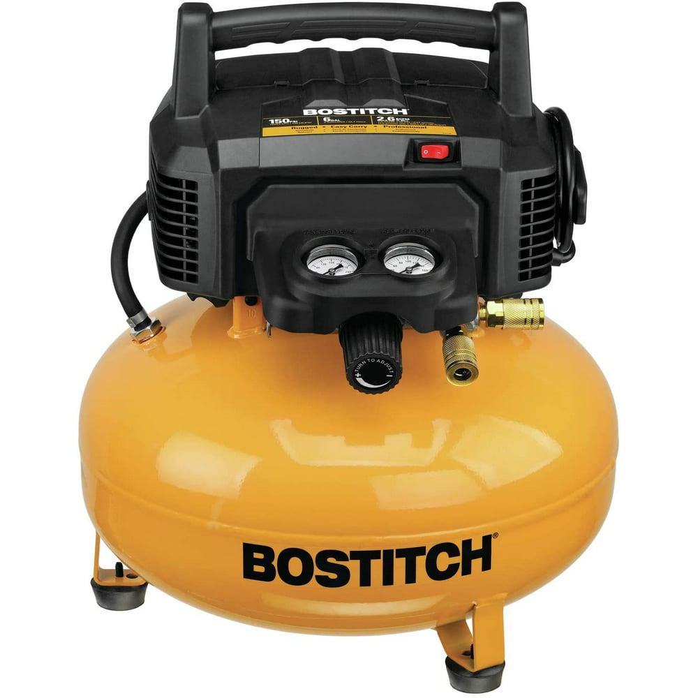 BOSTITCH Pancake Air Compressor, Oil-Free, 6 Gallon, 150 PSI (BTFP02012