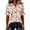 Beige, variant on JULMCOMO Polo Shirts for Women Floral Print Short Sleeve Collared Button Loose Trendy Polo Shirts Daily Soft Summer Clothes Blue 3XL