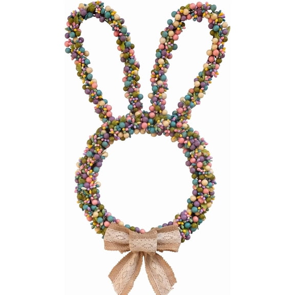 Guvpev 18-Inch Easter Wreath - Artificial Spring Summer Easter Bunny Wreath for Front Door - Farmhouse Style Decorations with Colorful Berries for Home Wall Window Indoor Outdoor Easter Decorations