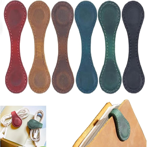 6Pcs Personalized Vintage Magnetic Leather Bookmark, for Reading, Double-Sided Magnetic, Soft Durable, Luxurious Feel, for Gifts for Women, Book Lovers, Family, Friends, Kids, Readers, Student (Green)