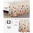 thumbnail image 3 of Pink Orange Teal Spring Floral Wrap Around Bed Skirts for King Bed 16" Drop,Bed Skirt with Adjustable Elastic Belt Dust Ruffle Bed Valance Watercolor Botanical Summer Flowers Bed Frame Cover, 3 of 7