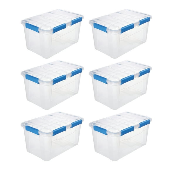 6 PACK - EZY STORAGE WATERPROOF 13.2Gal/52.8Qt/50L STORAGE BOX IP67