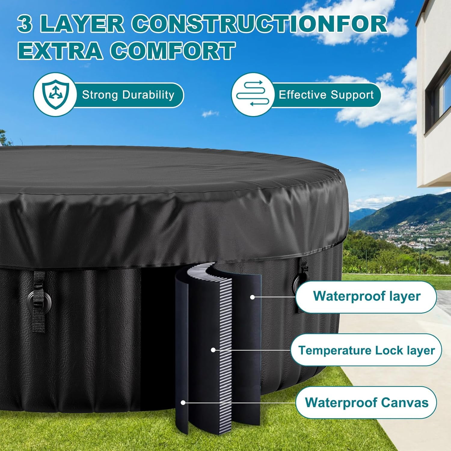 71" X 71" X 25" Inflatable Hot Tub for 2-4 Person Round, 211 Gallon Large Portable Hottub Spa with 110 Bubble Air Jets, Blow Up Spa Bathtub with LED Control Panel, 2 Filter, Temperature up to 104°F