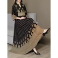 thumbnail image 4 of MORTTIC Women's Bohemian Paisley Print V Maxi Dress V-Neck Embroidered 3/4 Sleeve Party Dress, S, 4 of 9