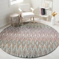 thumbnail image 2 of SAFAVIEH Aspen Catriona Abstract Geometric Wool Area Rug, Blue/Pink, 7' x 7' Round, 2 of 7