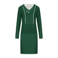 thumbnail image 6 of Pleated Dress Women's Fashionable Solid Color V-Neck Pocket Long Sleeved Hooded Sweatshirt Dress Long Sleeved Round Neck Mid Calf Dress Womens Dresses for Wedding Guest S-89 Green S, 6 of 6