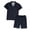 Navy Plaid, variant on LANBAOSI Mens Pajamas Set Short Sleeve Button Down Shirts and Plaid PJ Shorts 2pc Soft Lounge Sleepwear Set(White Plaid,L)