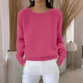 thumbnail image 5 of Round Neck Pullover Sweaters for Women,Long Sleeve Loose Knit Tops,Lightweight Casual Wear with Lace Up Design Tops 2026 Hot Pink XL, 5 of 6
