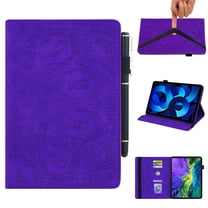 SaniMore Wallet Case for iPad 10th Generation 10.9" 2022, PU Leather Case with Embossed Sunflower Shockproof TPU Shell Card/Pen Holder Hand Rope Anti-slip Kickstand Tablet Case For iPad 10th, Purple