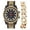 Black Gold, variant on Baguette Cut Diamond Crystal Bling'ed Out Mens Watch - No Reasonable Doubt This is The Timepiece to Flaunt The Wealth - ST10372 (ST10414Slv Metal Rainbow Combo)