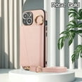 thumbnail image 2 of Wallet Case for iPhone 16 Pro Max, Detachable Crossbody Case Ring Wallet with Card Holder Lens Protective Film, Folio PU Leather Phone Cover Strap Lanyard for iPhone 16 Pro Max Case, Rosegold, 2 of 8