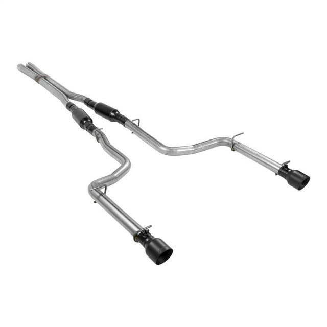 Flowmaster Exhaust System Kit 817788 Outlaw Cat Back System; Stainless Steel; With Mufflers; 2-1/2 Inch Diameter Pipe; Dual Exhaust With Dual Exit; Dual Split Rear Exit