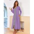 thumbnail image 2 of Ekouaer Women Zipper Robe Long Sleeve Loungewear Lightweight Housecoat Full Length Nightgown with Pockets, 2 of 5