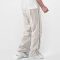 thumbnail image 2 of Men'S Drawstring Parachute Pants Baggy Elastic Waist Pants Side Stripes Casual Athletic Loose Trousers With Pockets, 2 of 6