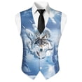 thumbnail image 5 of Yuyamidu Wolf Paw Men's Suit Vest Waistcoat Blue Casual Slim Fit Suit Vest Business Formal Dress Waistcoat Vests for Suit or Tuxedo, Size 2XL, 5 of 7