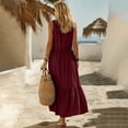 thumbnail image 5 of Levmjia Womens V Neck Maxi Dress With Pockets A Line Flowy Ruffle Hem Sleeveless Casual Long Dress Lightweight Solid Color Summer Sundress Beach Daily Wear, 5 of 7