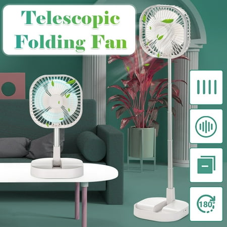 

Fesfesfes Stand Fan Multi-Purpose Folding Portable Telescopic Floor USB Desk Fan with Remote Control for Home Office Travel Camping