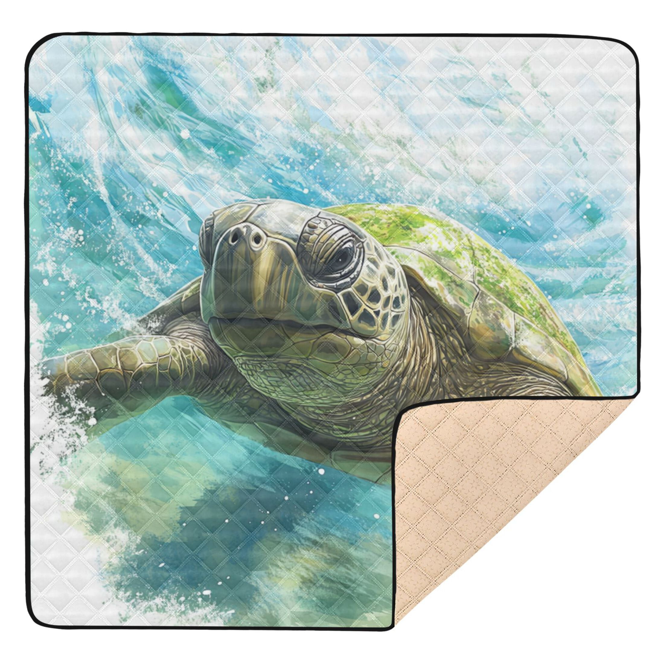 WOBOGO Great Turtle Baby Playmats Extra Large Waterproof Rollable Activity Pads for Toddlers 50×50inch