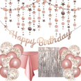thumbnail image 1 of Decoración de fiesta de cumpleaños de oro rosa - Banner de feliz cumpleaños,, 1 of 4