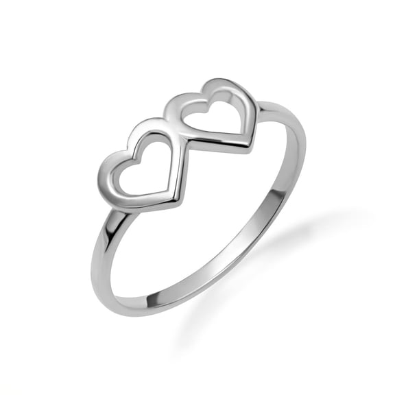 .925 Sterling Silver Double Heart Band Ring/Ring Size 10