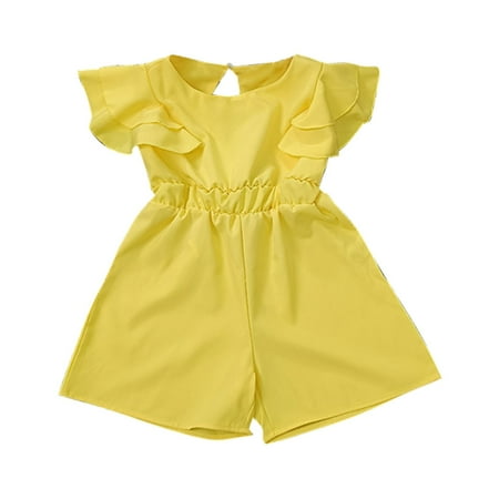 

ZRBYWB Toddler Girl Clothes Ruffled Sleeve One Piece Rompers Cotton Sleeveless Kid Casual Summer Clothing Baby Clothing