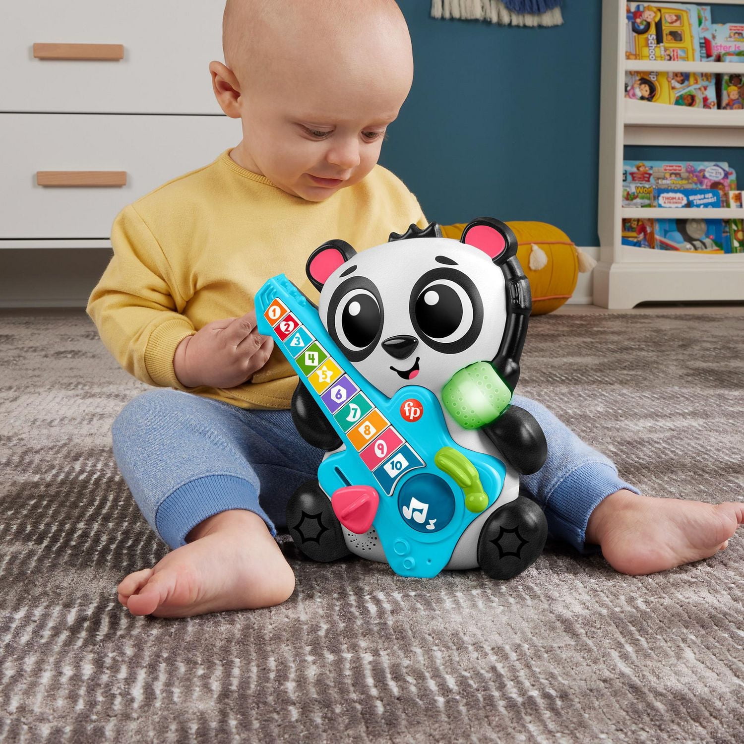 Fisher-Price Link Squad Jam & Count Panda Baby Learning Toy with Music & Lights, 9+ Months