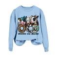 thumbnail image 3 of TINZ Sweat à Capuche Léger pour Femmes, Motif Vache Mignon, Col Rond, Manches Longues, Fermeture Éclair Complète, Crop Top, 3 of 3