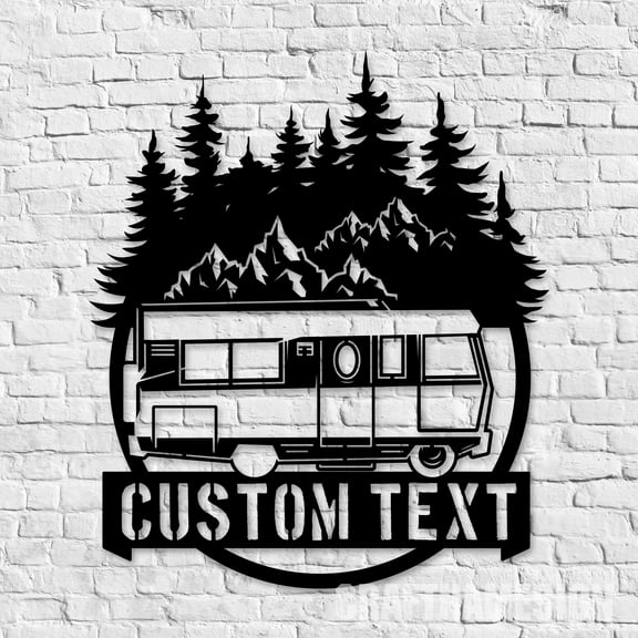Craftnamesign Custom Bus Camping Metal Wall Art LED Light, Custom Hippie Bus Van Name Sign
