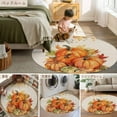 thumbnail image 6 of 4ft Round Rug, Fall Thanksgiving Non-Skid Rubber Backing Large Area Rugs - Living Room Bedroom Home Office, Rustic Orange Pumpkin Harvest Maple Leaf Indoor Floor Mat Carpets Washable Rug, 6 of 9