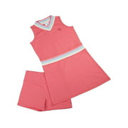 Street Tennis Club Girl Tennis and Golf Outfit Sleeveless V Neck Tennis Dress with Shorts, Color- Pink