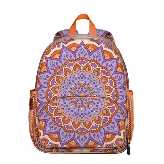 Spiritual Students Backpack - Healing Energy and Mystic Boho Mandala Pattern with Abstract Colorful Ornament, Comfortable Adjustable Straps for School