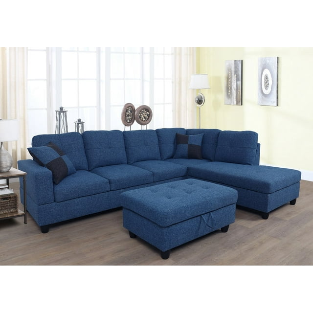 PonLiving Furniture L-Shape Sectional Sofa Couch Set, Morden Fabric ...