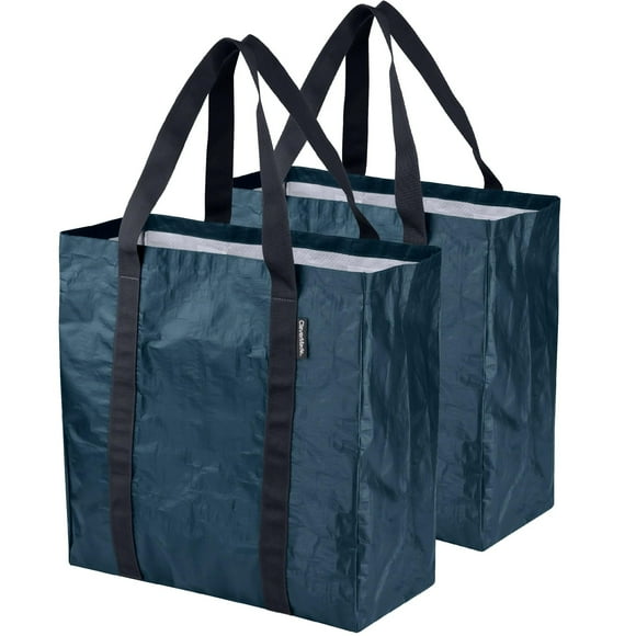 Bolsa de compras CleverMade Tall Frakta de almacenamiento, paquete de 2 unidades, azul