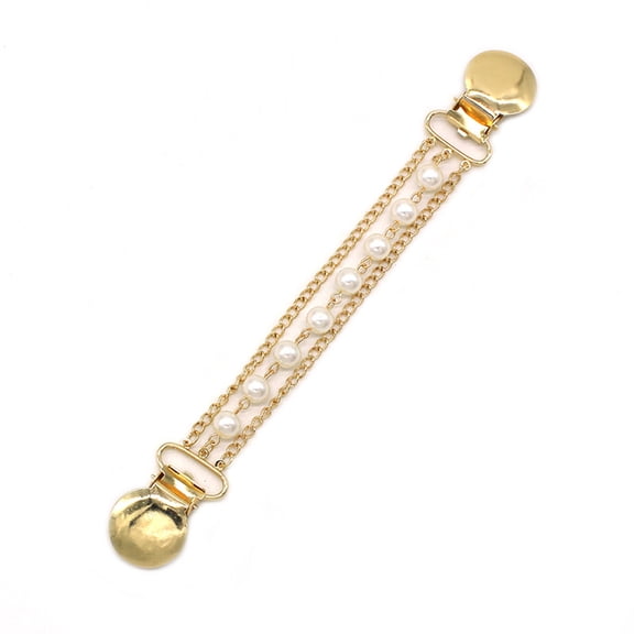 Ladies Faux Pearl Chain Collar Clip Anti-exposed Brooch Shawl Silk Scarf Buckle Sweater Cardigan Collar Clip