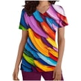 thumbnail image 1 of Vestido Corto para las Mujeres con Cuello en V Imprimir Manga Corta Bolsillo Enfermera Top, Poliéster Ligero para el Hogar Diario Y Desgaste Casual, 1 of 1