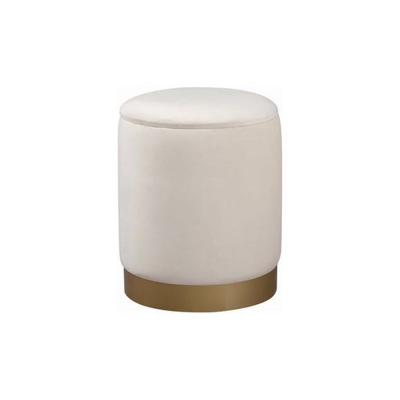 Puff Redondo Elegante Ozman 36 cm Beige con Almacenamiento