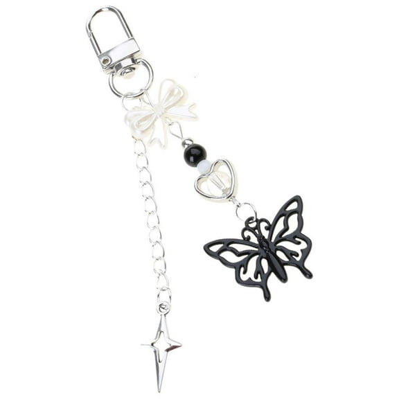 WE-POLUJ Handmade Beaded Bowknot Phone Chain Four Leaf Clovers Cellphone Charm Keyring Pendant Bag Accessory for Women and Girls